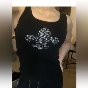 SOLD ON EB@Y Jon Lauren awesome fleur-de-lis’s tank top S